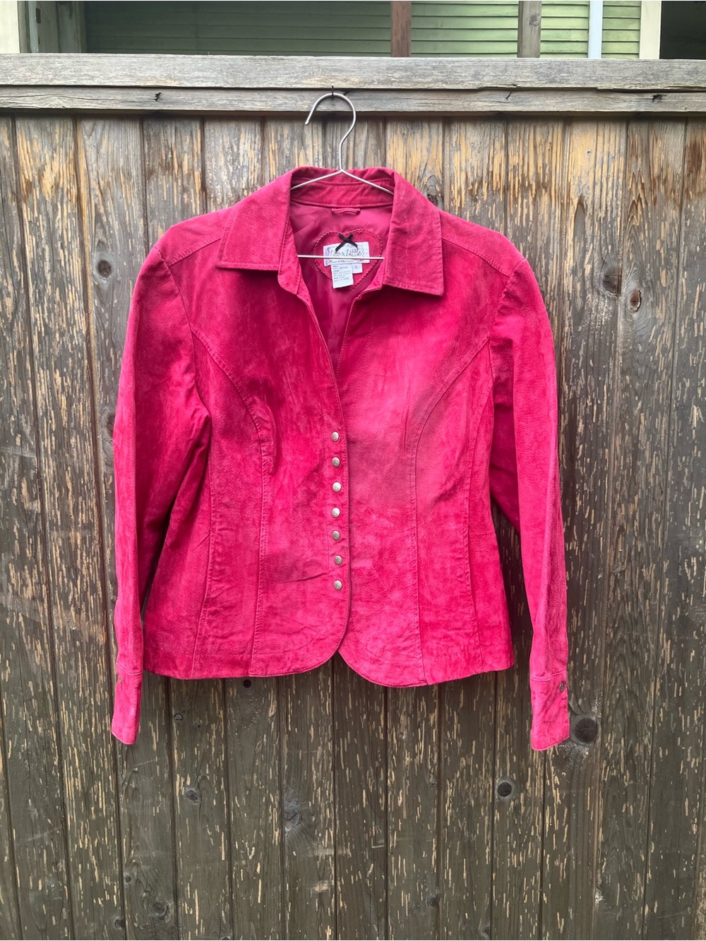 Hot pink suede coat